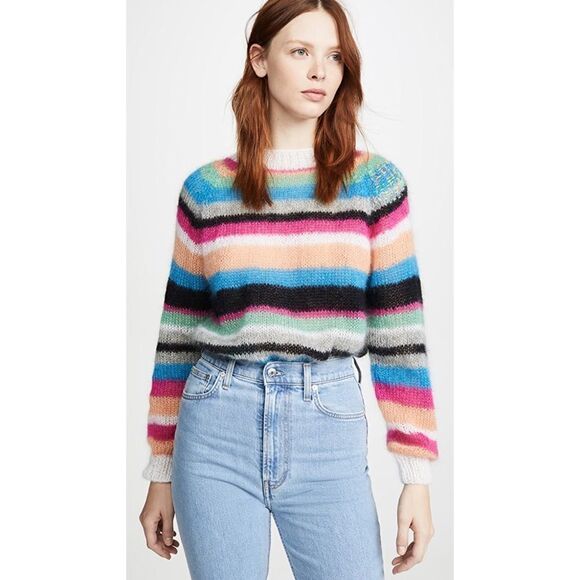 Michaela Buerger silk Mohair blend  Mock Neck Striped Sweater Multi XS - Picture 5 of 14